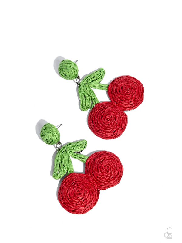 New Obsessions Cherry Hasır Kiraz Tasarım Küpe
