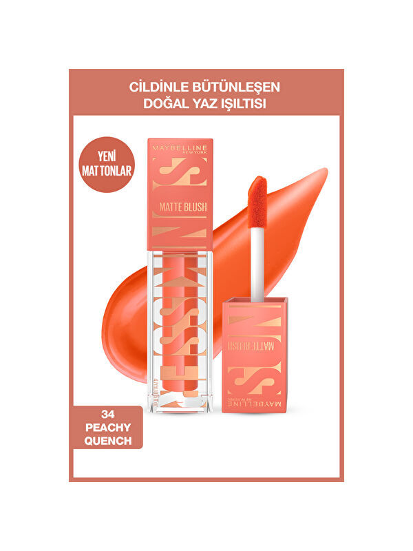 Maybelline New York Sunkisser Hazy Matte Likit Allık - 34 Peachy Quench