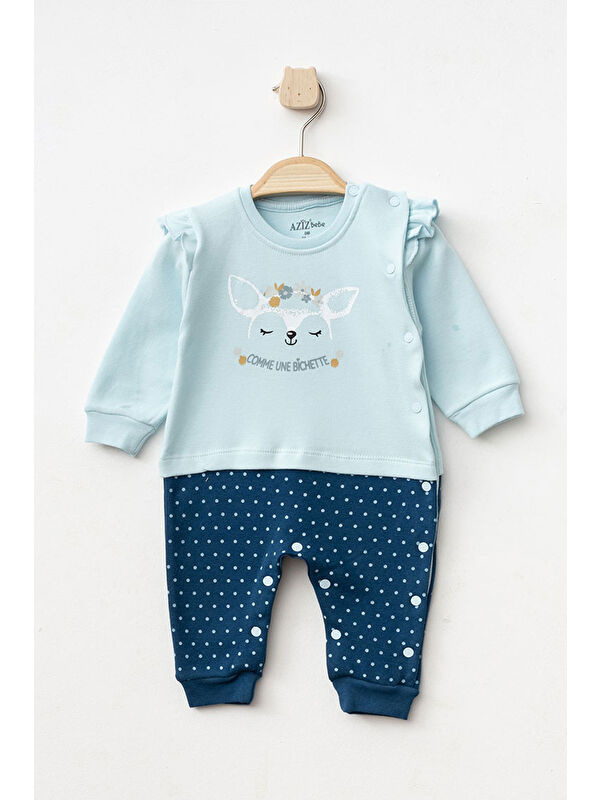 AZİZ BEBE Kız Bebek Çıtçıtlı Desenli Patikli Tulum 0 Ay 6 Ay
