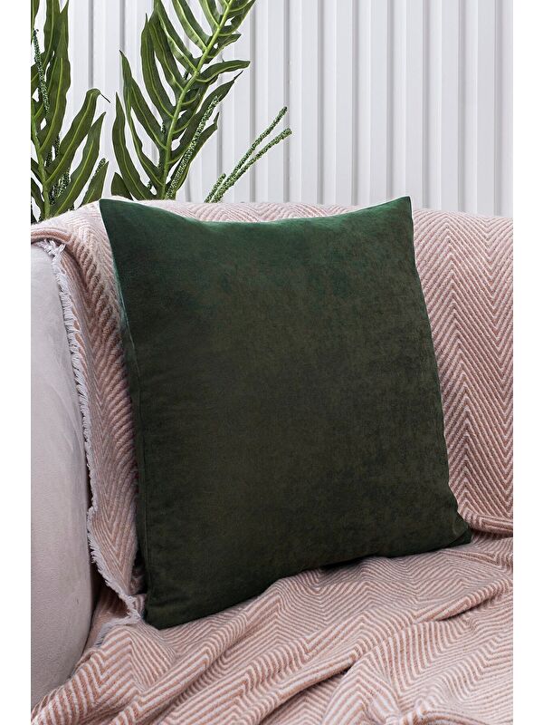 Asdiva Panoroma Süet Dokulu Düz Punch (Panç) İçin Uygun Yeşil 45X45 Dekoratif Kırlent Kılıfı