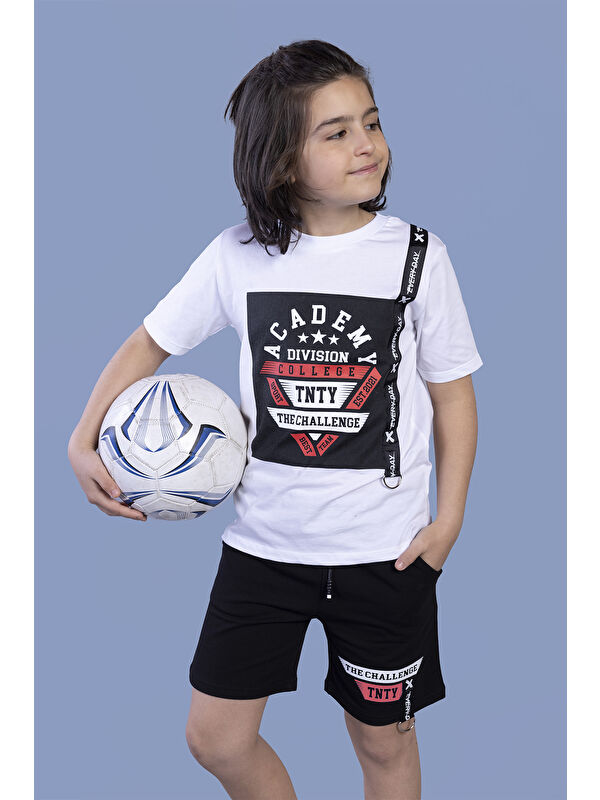 Toontoykids Erkek Çocuk Baskılı Şerit Detaylı Şortlu Takım