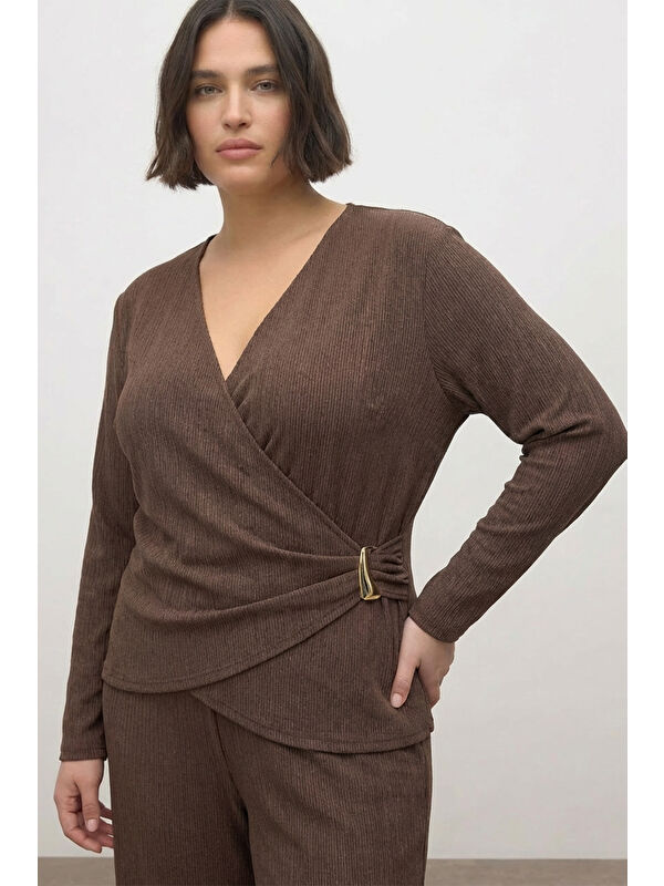 Mylinemoda Kruvaze Toka Detaylı Örme Bluz