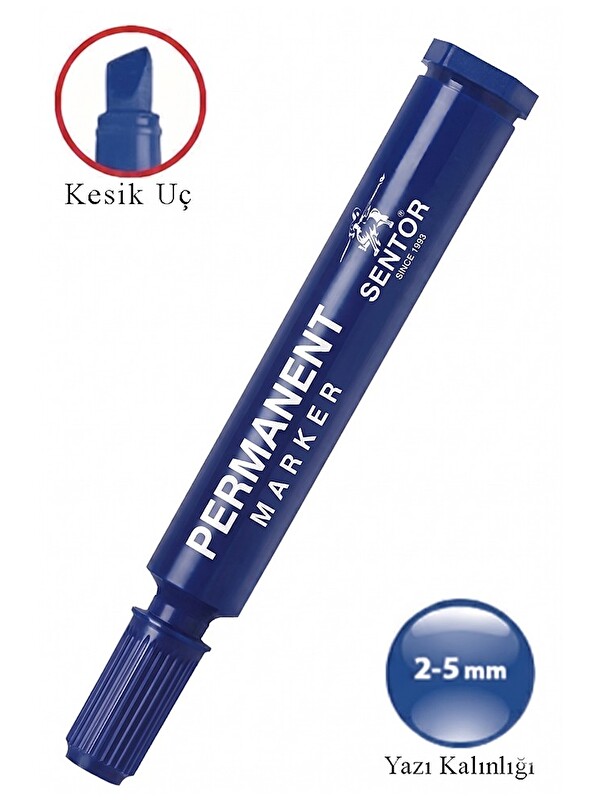 Artlantis Permanent Markör Kalem Kesik Uç 1 Adet Sentör Kalıcı Marker Kalem Tüm Koli Karton Çuval Cam Plastik