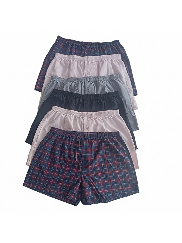 Bonbon Erkek 6'Lı Paket Karışık Renk Dokuma Kumaş Boxer 0072-0018 0071-No:7 Bb2650