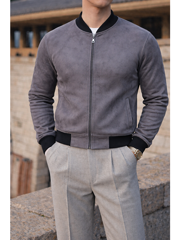 Comstar Erkek Smart Casual Füme Nubuk Ceket