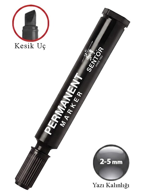Artlantis Permanent Markör Kalem Kesik Uç 1 Adet Sentör Kalıcı Marker Kalem Tüm Koli Karton Çuval Cam Plastik