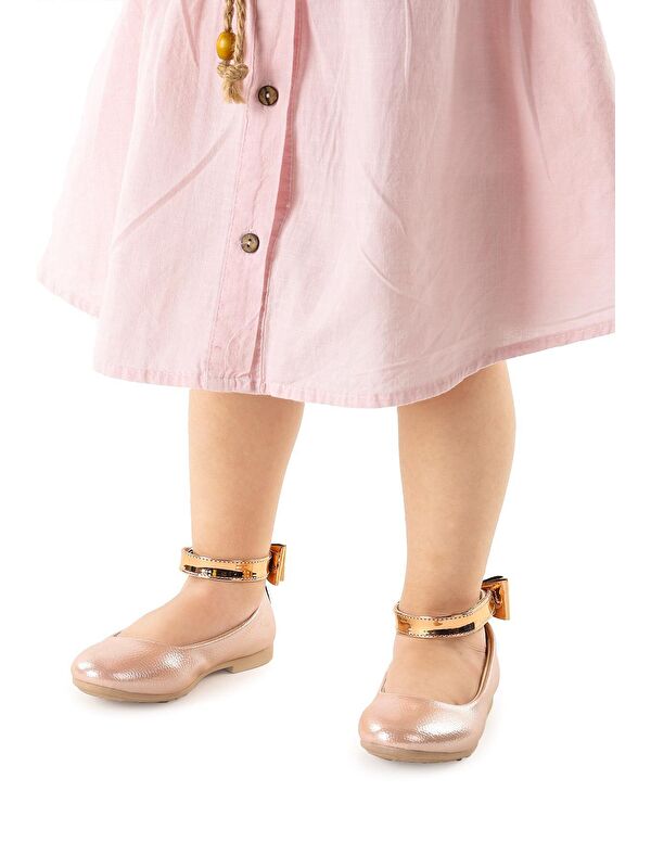 Cırtlı Kız Çocuk Fiyonklu Babet Ayakkabı Ege 205 Vakko Bilekten Bağlamalı - Görsel 3