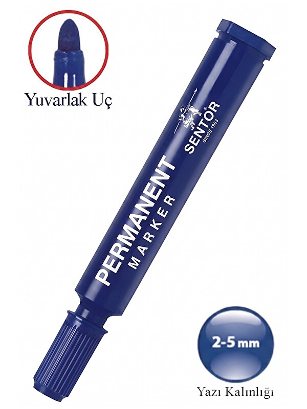 Artlantis Permanent Markör Kalem Yuvarlak Uç 1 Adet Sentör Kalıcı Marker Kalem Tüm Koli Karton Çuval Cam Plast