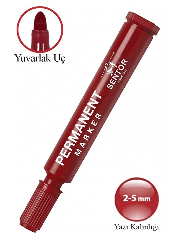 Artlantis Permanent Markör Kalem Yuvarlak Uç 1 Adet Sentör Kalıcı Marker Kalem Tüm Koli Karton Çuval Cam Plast