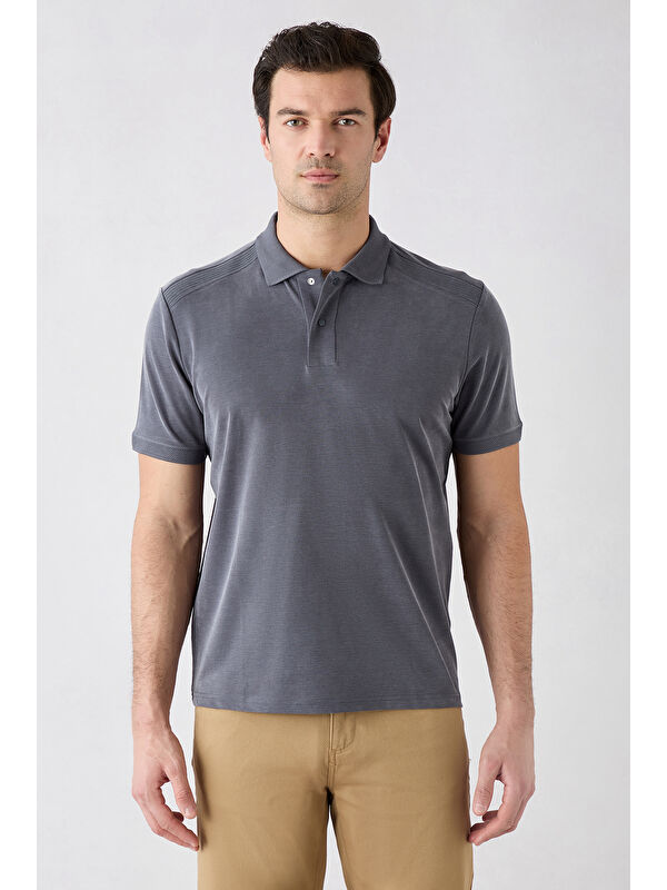 Kiğılı Regular Fit Çıtçıtlı Polo Yaka Ribana Detaylı Lyocell Karışımlı Örme Tişört