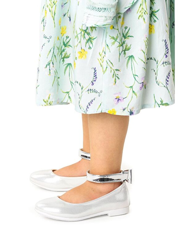 Cırtlı Kız Çocuk Fiyonklu Babet Ayakkabı Ege 205 Vakko Bilekten Bağlamalı - Görsel 3