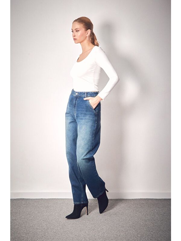 Fullamoda Fermuarlı Şalvar Jean Pantolon