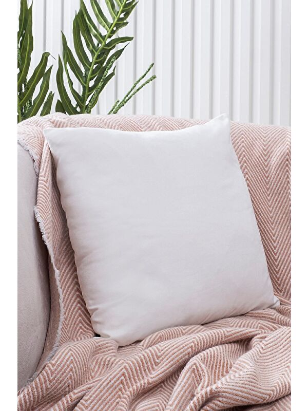 Asdiva Panoroma Süet Dokulu Düz Punch (Panç) İçin Uygun Beyaz 45X45 Dekoratif Kırlent Kılıfı