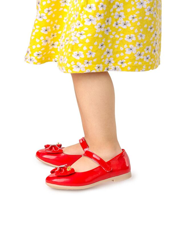 Cırtlı Fiyonklu Kız Çocuk Babet Ayakkabı Ege 201 Rugan - Görsel 3