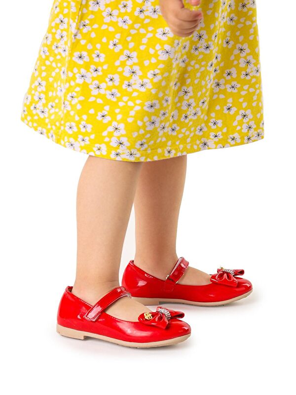 Cırtlı Fiyonklu Kız Çocuk Babet Ayakkabı Ege 201 Rugan - Görsel 4