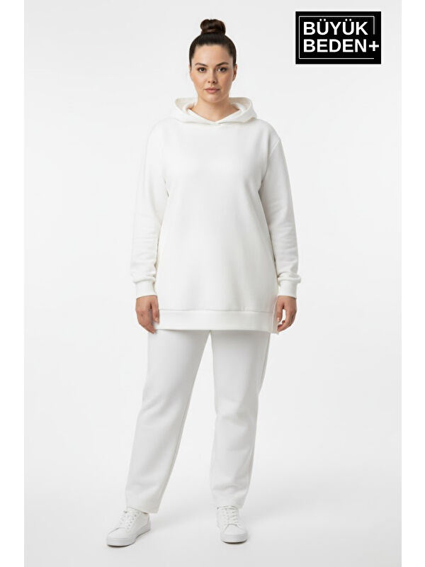 Süperlife Büyük Beden Kapüşonlu Tunik Sweatshırt SPR26BTK991
