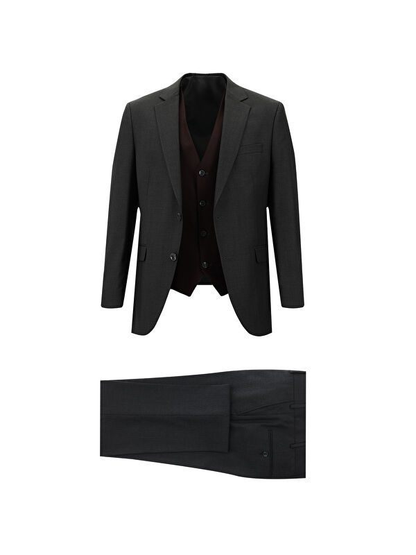 Kiğılı Slim Fit Dar Kesim Kombinli Yelekli Takım Elbise