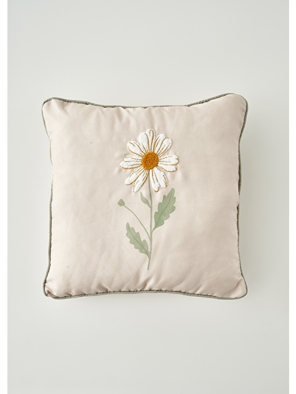 Bella Maison Daisy Biyeli Punchlı Dekoratif Yastık Kılıfı Bej (43x43 cm)