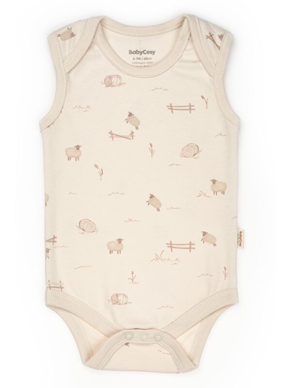BabyCosy Organic  Bebek 2li Askılı Zıbın Body %100 Organik Pamuk - Bebek ve Yenidoğan Serisi - csy8175