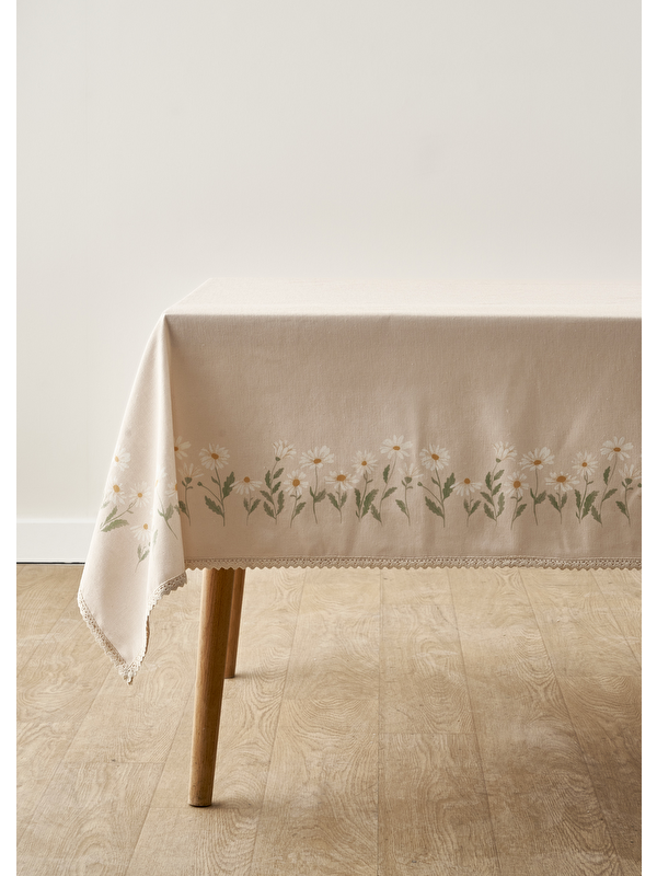 Bella Maison Daisy Kopanakili Baskılı Masa Örtüsü Bej (150x250 cm)
