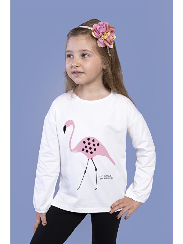 Toontoykids Kız Çocuk Flamingo Baskılı Tişört
