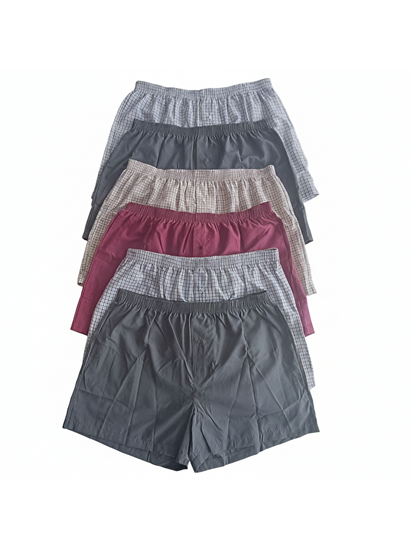 Bonbon Erkek 6'Lı Paket Karışık Renk Dokuma Kumaş Boxer 001-005 0070-No:5Bb2652