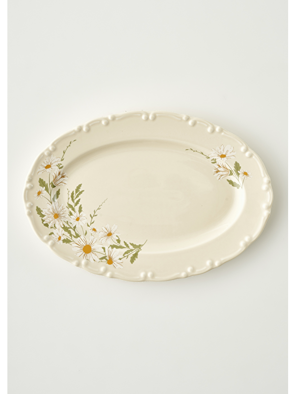 Bella Maison Daisy Porselen Sunum Tabağı Krem (30 cm)