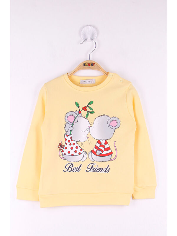 Toontoykids Kız Çocuk Best Friend Baskılı Pamuklu Sweatshirt