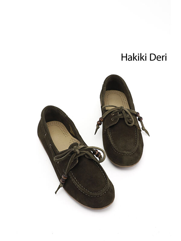 GÖNDERİ(R) Kadın YEŞİL Bağcıklı Hakiki Deri Comfort Ayakkabı