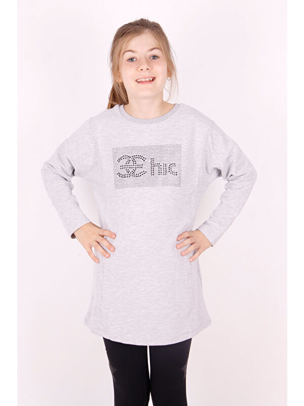 Toontoykids Kız Çocuk Chic Yazılı Taş İşlemeli Tişört