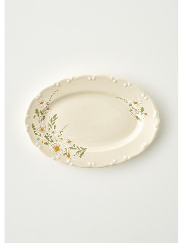 Bella Maison Daisy Porselen Sunum Tabağı Krem (25 cm)