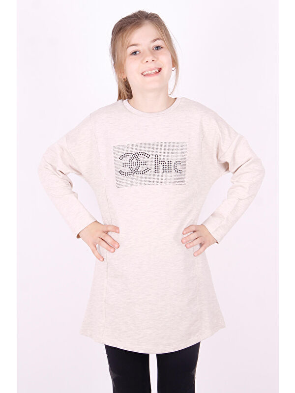 Toontoykids Kız Çocuk Chic Yazılı Taş İşlemeli Tişört