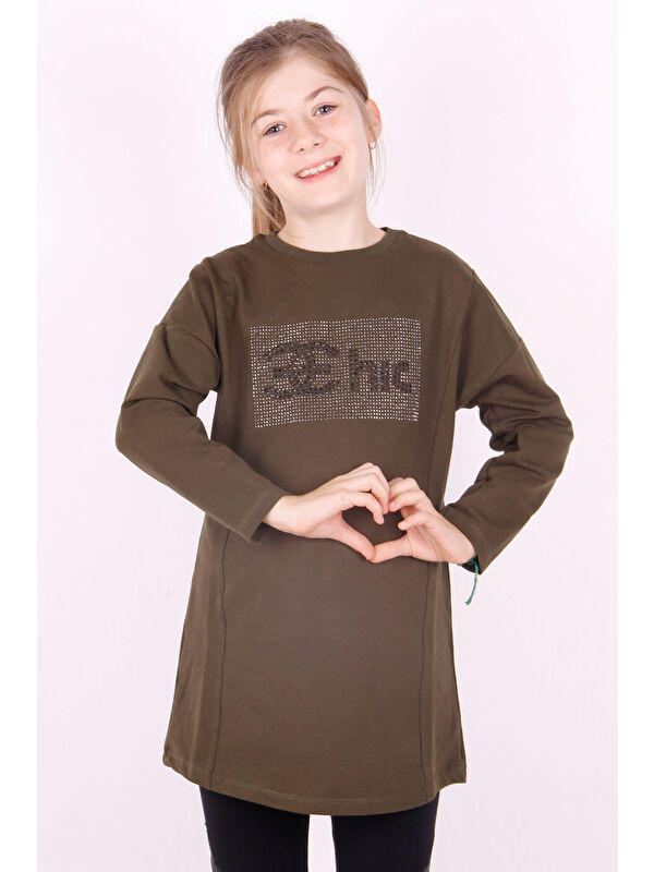 Toontoykids Kız Çocuk Chic Yazılı Taş İşlemeli Tişört