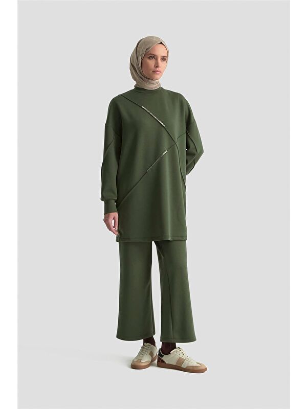 ARMİNE İşlemeli Örme Takım 25Kd1507 Haki