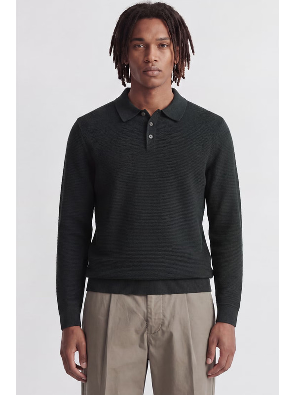 Jack & Jones Pamuklu Regular Fit Düğmeli Polo Yaka Kazak 12299904