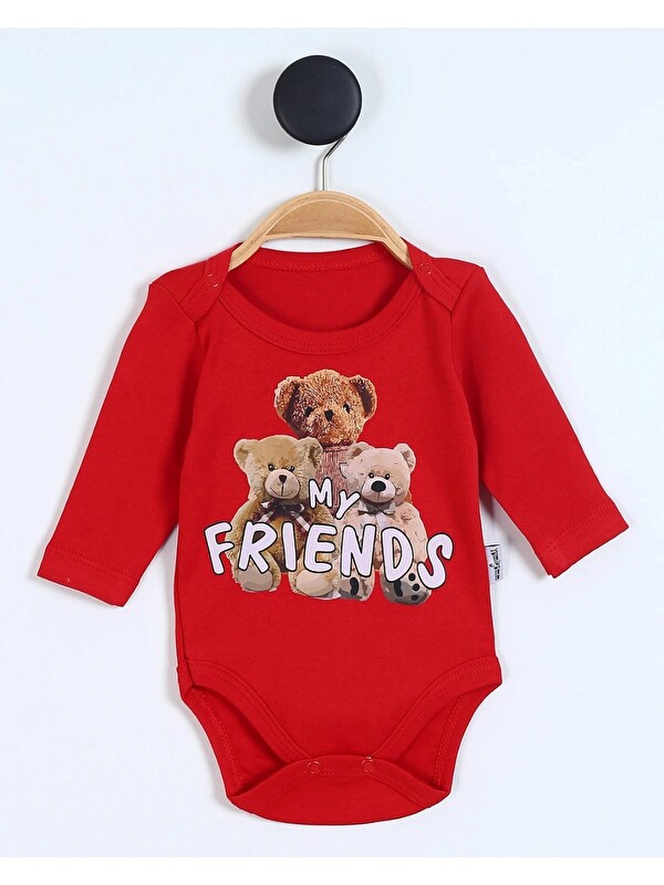 Ege Bebek Uzun Kollu My Friends Ayıcık Baskılı %100 Pamuk Çıtçıtlı Body / Atlet - Zıbın