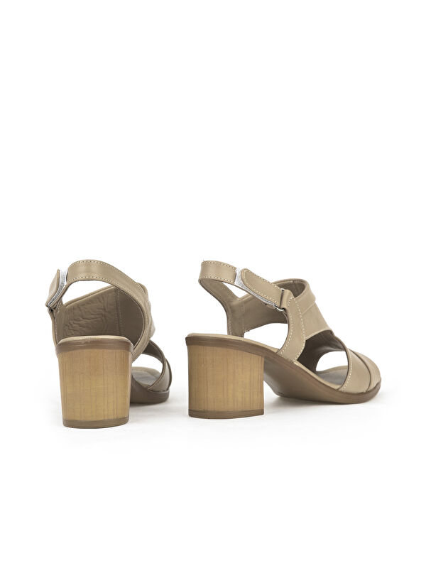 Kadın Hakiki Deri Topuklu Sandalet 1511020Z2211 Bej - Görsel 3