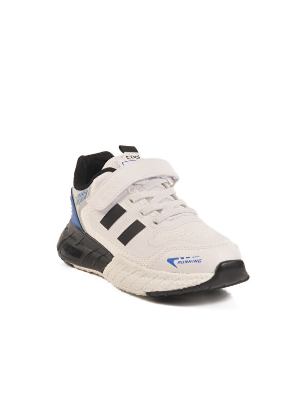 Beyaz Cırtlı Fileli Erkek Çocuk Spor Ayakkabı Ukon F - Görsel 4