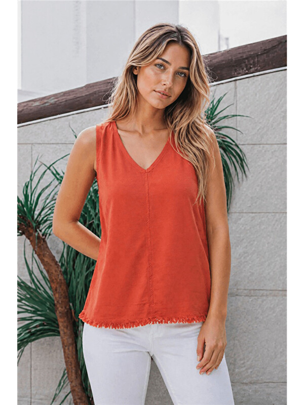 Fashion Friends Rahat Kalıp V Yaka Basic Bluz 26Y0530K1