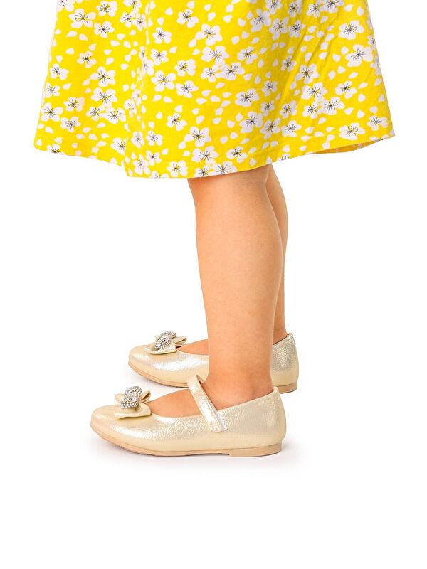 Bowtie Papyon Taşlı Cırtlı Kız Çocuk Babet Ayakkabı - Görsel 3