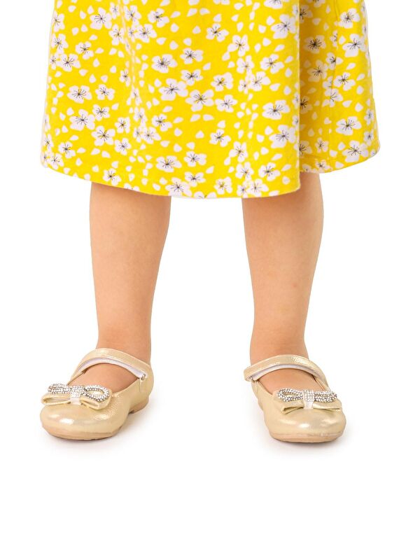 Bowtie Papyon Taşlı Cırtlı Kız Çocuk Babet Ayakkabı - Görsel 4