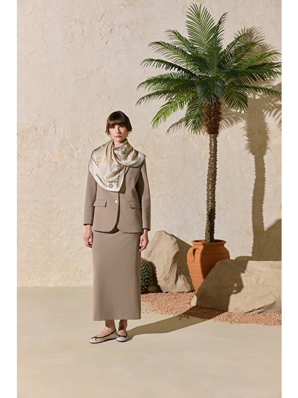 AKER Bej Klasik Blazer Ceket