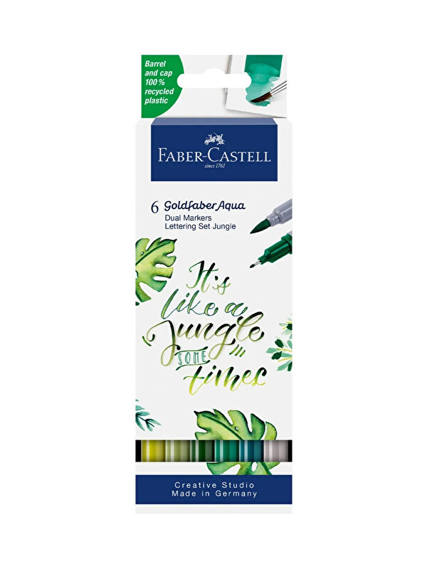 Faber-Castell Goldfaber Aqua Çift Uçlu Markör Kaligrafi 6’lı Set – Su Bazlı, Çevre Dostu, Sanatsal Kalemler