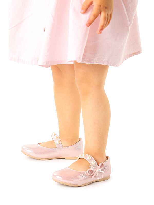 Bareti Vakko İncili Günlük Cırtlı Kız Çocuk Babet Ayakkabı - Görsel 3