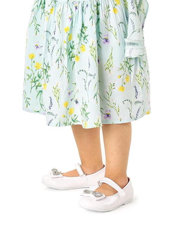 Bowtie Papyon Taşlı Cırtlı Kız Çocuk Babet Ayakkabı - Görsel 4