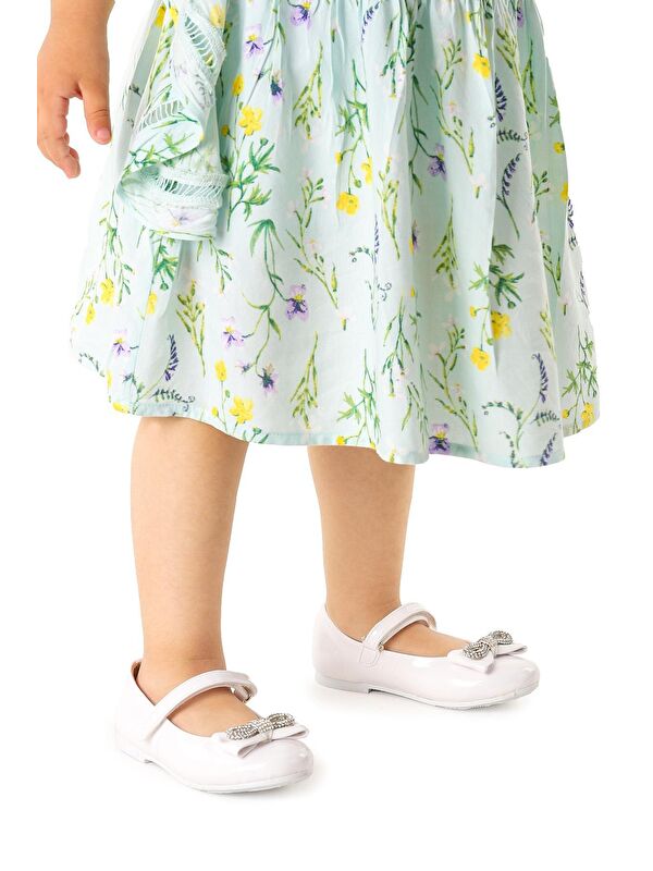 Bowtie Papyon Taşlı Cırtlı Kız Çocuk Babet Ayakkabı - Görsel 5