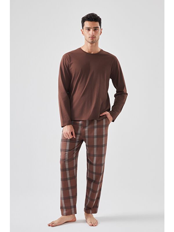 Koza İç Giyim Erkek Pamuklu Uzun Kollu Ekose Desenli Pijama Takımı