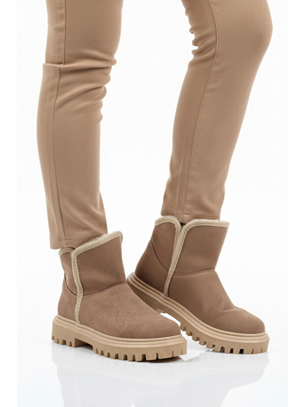 Vizon Süet İçi Kürklü Soğuğa Dirençli Kaymaz Kadın Bot 548038 Z - Görsel 2