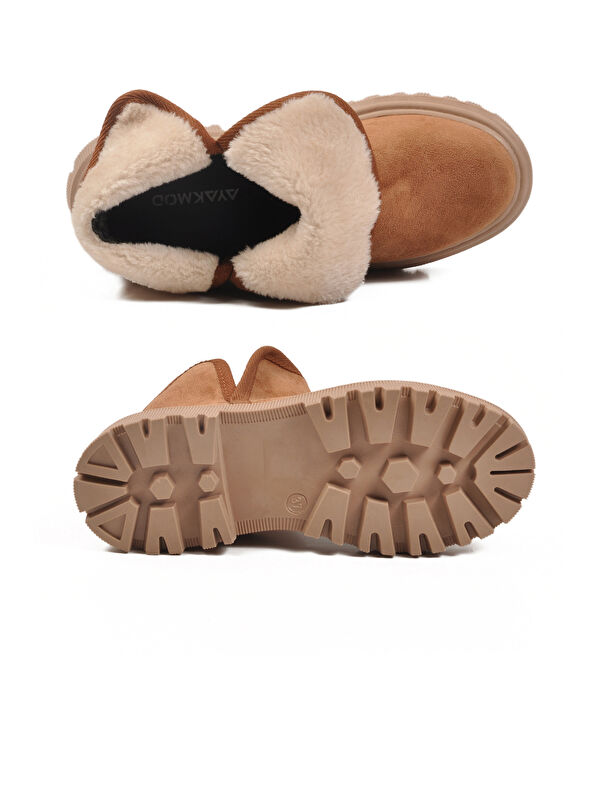 Taba Süet İçi Kürklü Soğuğa Dirençli Kaymaz Kadın Bot 548038 Z - Görsel 6