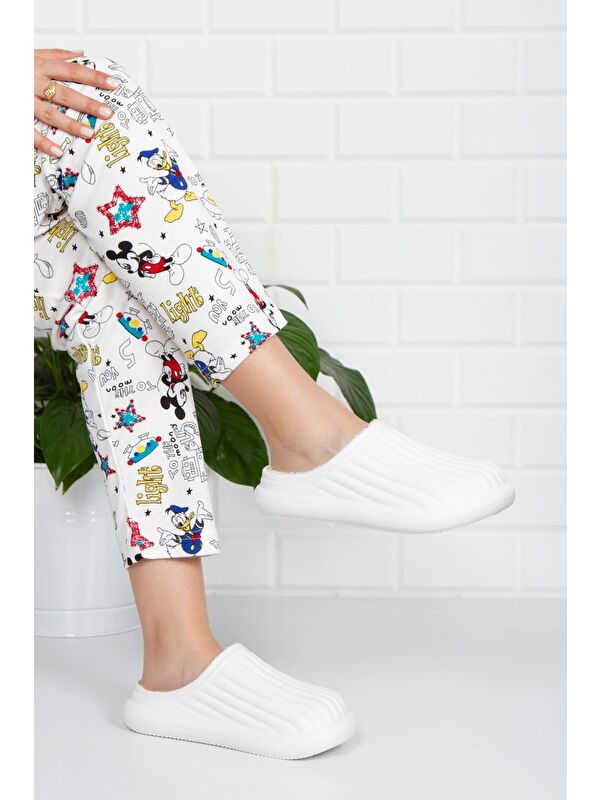 FLORA Kapalı İçi Yünlü Unisex Ev Terliği Kışlık Terlik Su Geçirmez - Görsel 3